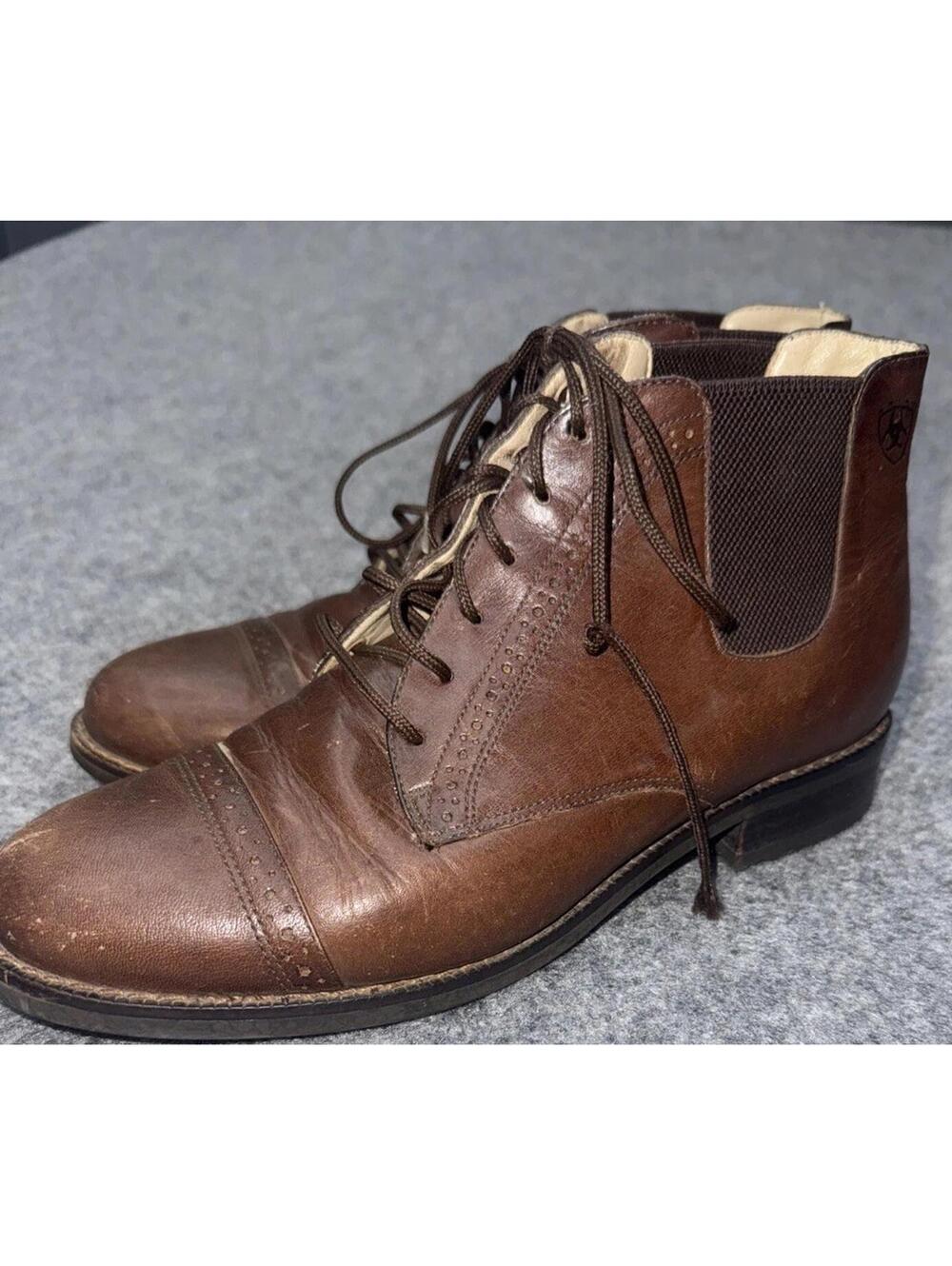 Ariat ATS Womens Chelsea  6 M Brown Leather Lace Up Boots Work Ankle Round Toe